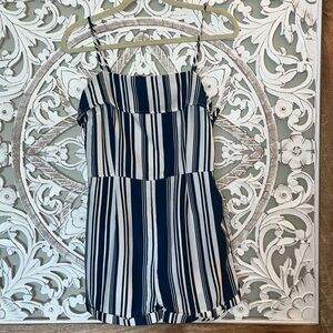 Paper Crane Shorts Romper Navy Blue Striped Women's Spaghetti Straps sz S
